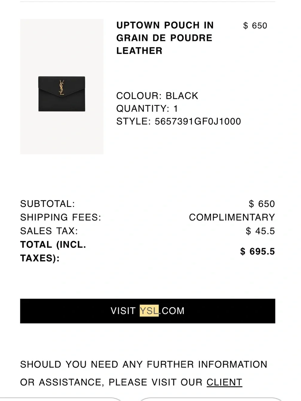 Saint Laurent Black Envelope Clutch retails now for 800$